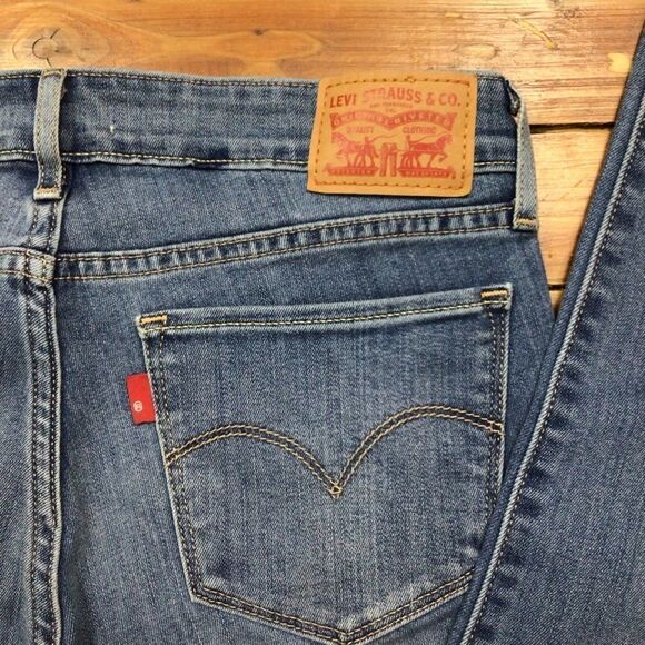 LEVI’S 711 jeans mid rise skinny flattering body hugging stretchy blue denim 27 - Picture 4 of 13